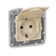 Розетка с заземлением IP44 - Legrand Etika - со шторками с защитной крышкой 16А 250В безвинтовые зажимы - слоновая кость
