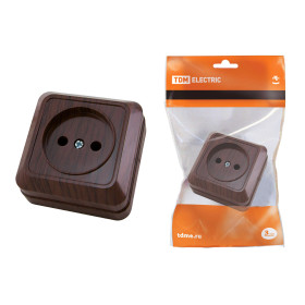 TDM Розетка 2П открытой установки IP20 10А, бук 
