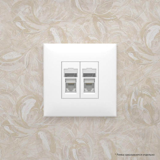 Компьютерная розетка RJ-45 в стену, кат.5e двойная, Avanti, белое облако