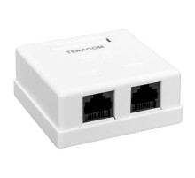 EKF Розетка настенная TERACOM Cat.5E неэкранированная 2 порта RJ-45 Dual IDC белая.