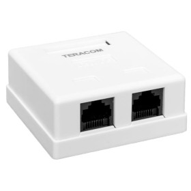 EKF Розетка настенная TERACOM Cat.5E неэкранированная 2 порта RJ-45 Dual IDC белая.