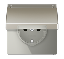 JUNG Штепсельная розетка SCHUKO 16A 250V~ с откидной крышкой и полем для надписи благородная сталь