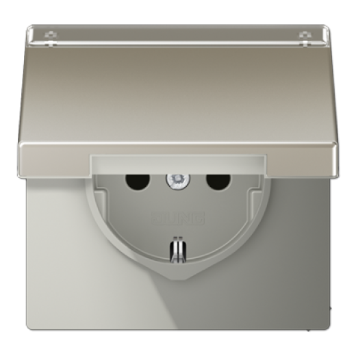 Штепсельная розетка SCHUKO 16A 250V~ с откидной крышкой и полем для надписи, благородная сталь