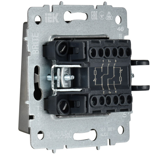 BRITE Выключ. 2-кл. с инд. отел. 10А ВС10-2-9-БрС сталь IEK