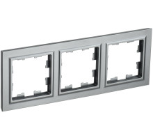 IEK BRITE BASE Сталь Рамка 3-м РУ-3-БрС