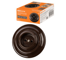 TDM Розетка скрытой установки фарфоровая 2П 10А 250В коричневая «Болонь»