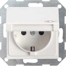 Gira S-55 Бел глянц Розетка 1-ая с/з,с затвором (shutter) и символом