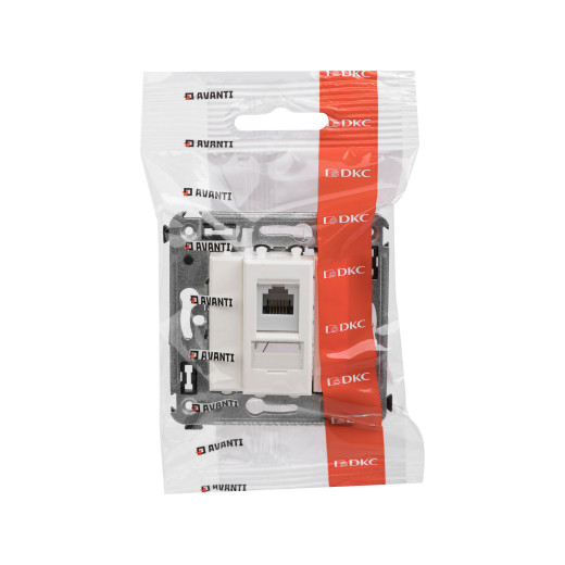 Телефонная розетка RJ-12 в стену одинарная, Avanti, белое облако