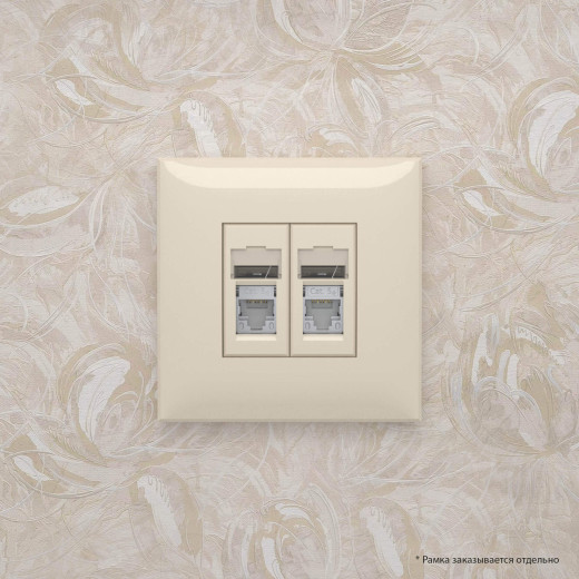 Компьютерная розетка RJ-45 в стену, кат.5e двойная экранированная, Avanti, ванильная дымка