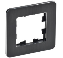 IEK BRITE DECOR Черный/алюм металл. скругл.угол Рамка 1-м РУ-1-1-Бр RE AL