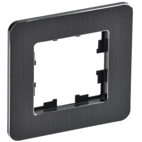 IEK BRITE DECOR Черный/алюм металл. скругл.угол Рамка 1-м РУ-1-1-Бр RE AL