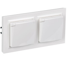 IEK BRITE Белый Розетка с кр. 16А IP44 РСбш10-3-44-БрБ в сборе 2шт