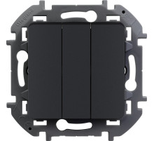 Legrand/Daccord INSPIRIA Антрацит Выключатель трехклавишный 10 AX - 250 В.