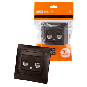 TDM Розетка двойная телефонная RJ11 шоколад 
