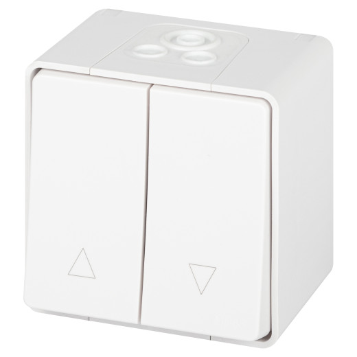 Переключатель ЭРА Эксперт 11-1508-01 для жалюзи кнопочный IP55 10АХ-250В ОУ белый