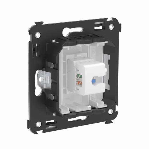 Телефонная розетка RJ-12 без шторки в стену одинарная, Avanti, белое облако