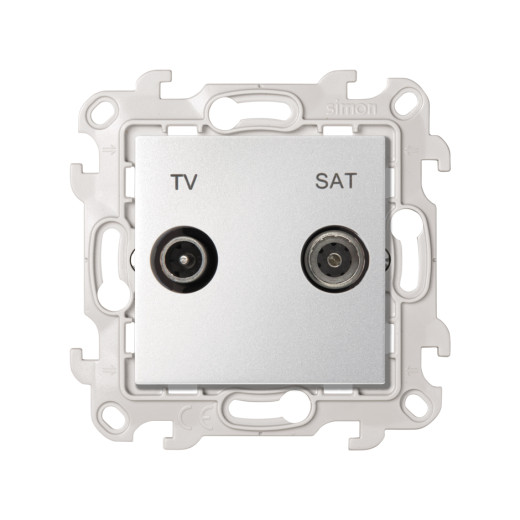 Simon 24 алюминий Розетка TV-SAT проходная Harmonie