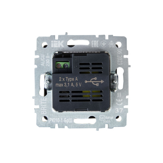 BRITE Роз. USB A+A 3,1А РЮ10-1-БрШ шамп. IEK