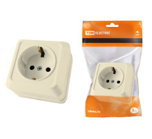 TDM Розетка 2П+З открытой установки IP20 16А, сл. кость 