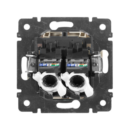 Розетка компьютерная двойная RJ45 категория 5e UTP - Legrand Valena - с захватами - слоновая кость