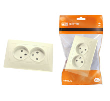 TDM Розетка двойная 2П 10А 250В с защ. шт. сл. кость 