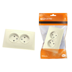 TDM Розетка двойная 2П 10А 250В с защ. шт. сл. кость 