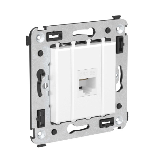 Компьютерная розетка RJ-45 без шторки в стену, кат.5е одинарная, Avanti, белое облако