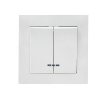 EKF PROxima Валенсия выключатель 2-кл. 10А белый с индикатором.