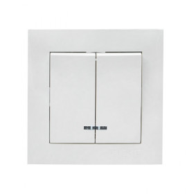 EKF PROxima Валенсия выключатель 2-кл. 10А белый с индикатором.