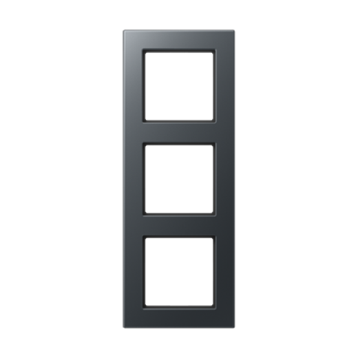 Рамка для вертикальной и горизонтальной установки, 3 поста, термопласт, матовый антрацит, A550