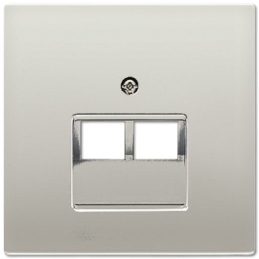 Крышка для двойных телефонных и компьютерных розеток (UAE), фиксация винтом, металл, нержавеющая сталь, Edelstahl