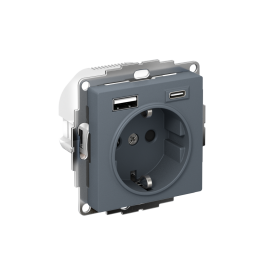 Systeme Electric AtlasDesign Грифель Розетка 16А с USB A+C (5В/2,4А/3 А, 2х5В/1,5А), мех
