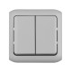 Переключатель двухклавишный - Legrand Quteo - IP44 10A 250В винтовые зажимы накладной монтаж - серый