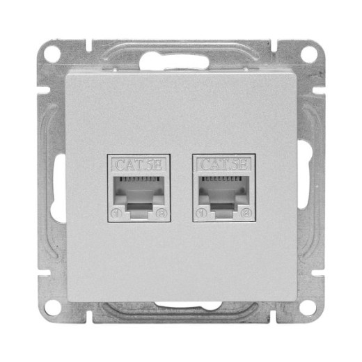 Механизм розетки RJ45 - 2шт, (cat5), алюминий Эпика EKF
