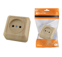 TDM Розетка 2П открытой установки IP20 10А, сосна 