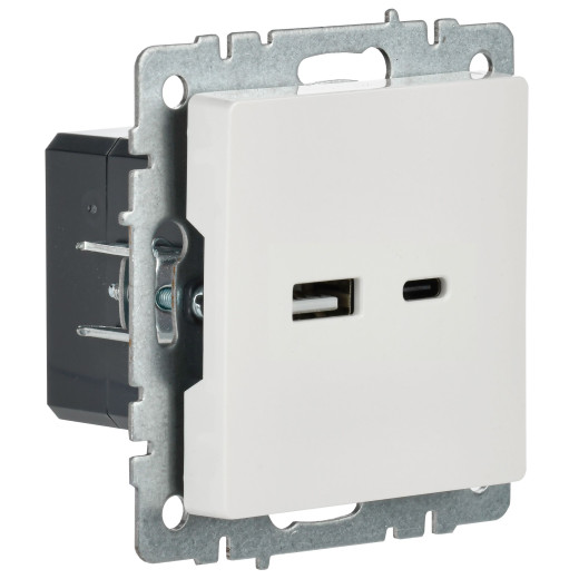 BRITE Роз. USB A+C 18Вт РЮ11-1-БрБ бел. IEK