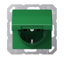 JUNG Штепсельная розетка SCHUKO 16A 250V~ с крышкой и защитой от детей зеленая