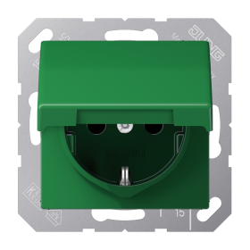 JUNG Штепсельная розетка SCHUKO 16A 250V~ с крышкой и защитой от детей зеленая