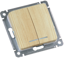 Hegel Мастер внутр Сосна ВС10-452-02 Выключатель 2-клавишный, с индикацией, механизм