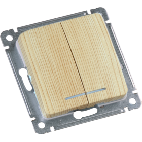 Hegel Мастер внутр Сосна ВС10-452-02 Выключатель 2-клавишный, с индикацией, механизм