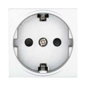Ecoplast LK45 Розетка с з/к, со шторками матовая поверхность (серебристый металлик)