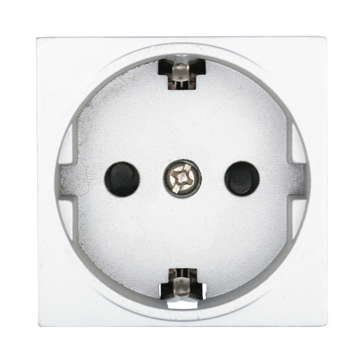 LK45 Розетка с з/к, со шторками матовая поверхность (серебристый металлик)