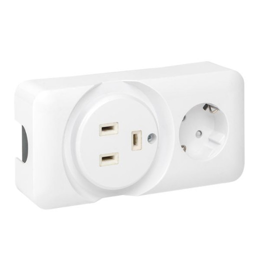 Розетка двойная (РШ/евро) 32А/16A 250В 2P+PE бел. EKF