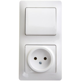 Systeme Electric Glossa Бел Блок: розетка и 1-кл. выключатель