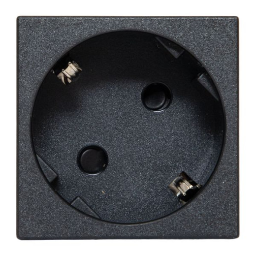 Розетка 45x45 с зазем. 45 градусов, быстрозажимные клеммы, черная, матовая EKF