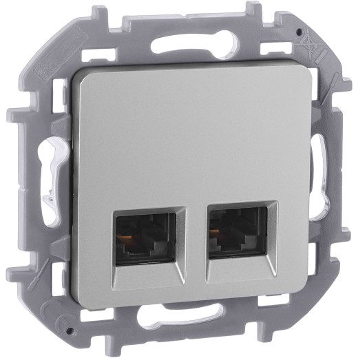 Розетка компьютерная двойная RJ45 категория 5e UTP - Legrand/Daccord Inspiria - алюминий
