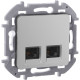 Розетка компьютерная двойная RJ45 категория 5e UTP - Legrand/Daccord Inspiria - алюминий