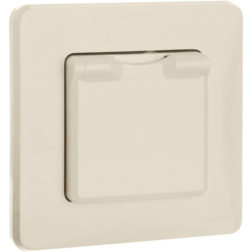 Розетка с заземлением IP44 - Legrand/Daccord Inspiria - со шторками с защитной крышкой 16А 250В винтовые зажимы - слоновая кость