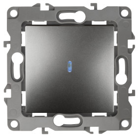 ЭРА 12-1102-12 Выключатель с подсветкой, 10АХ-250В, IP20, Эра12, графит (10/100/2500)