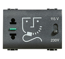 BT LL Антрацит Розетка для бритв с изолирующим трансформатором, 230В, 50/60Гц, 3 мод.